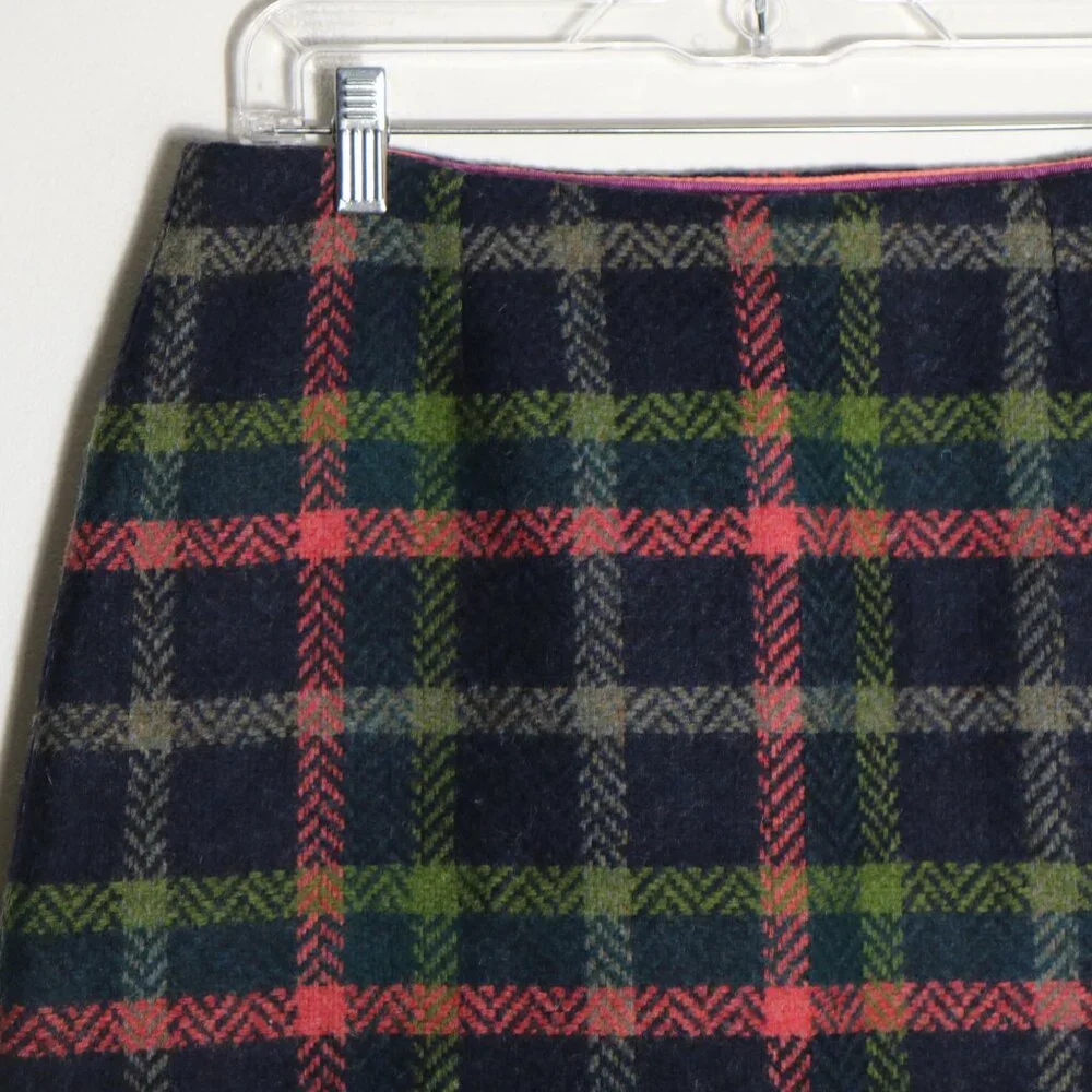 Boden British Tweed By Moon Wool Plaid Pencil Skirt 8 Preppy Acedemia Classic